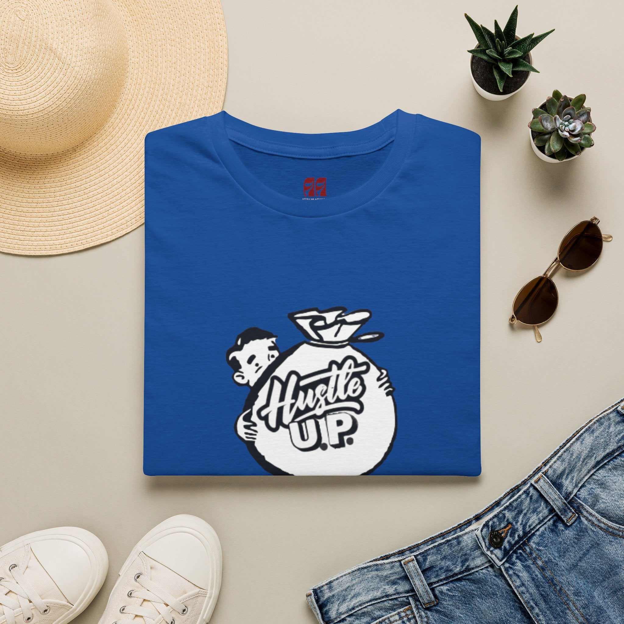 Hustle Up T-Shirt — Retro Money Mascot Graphic Tee