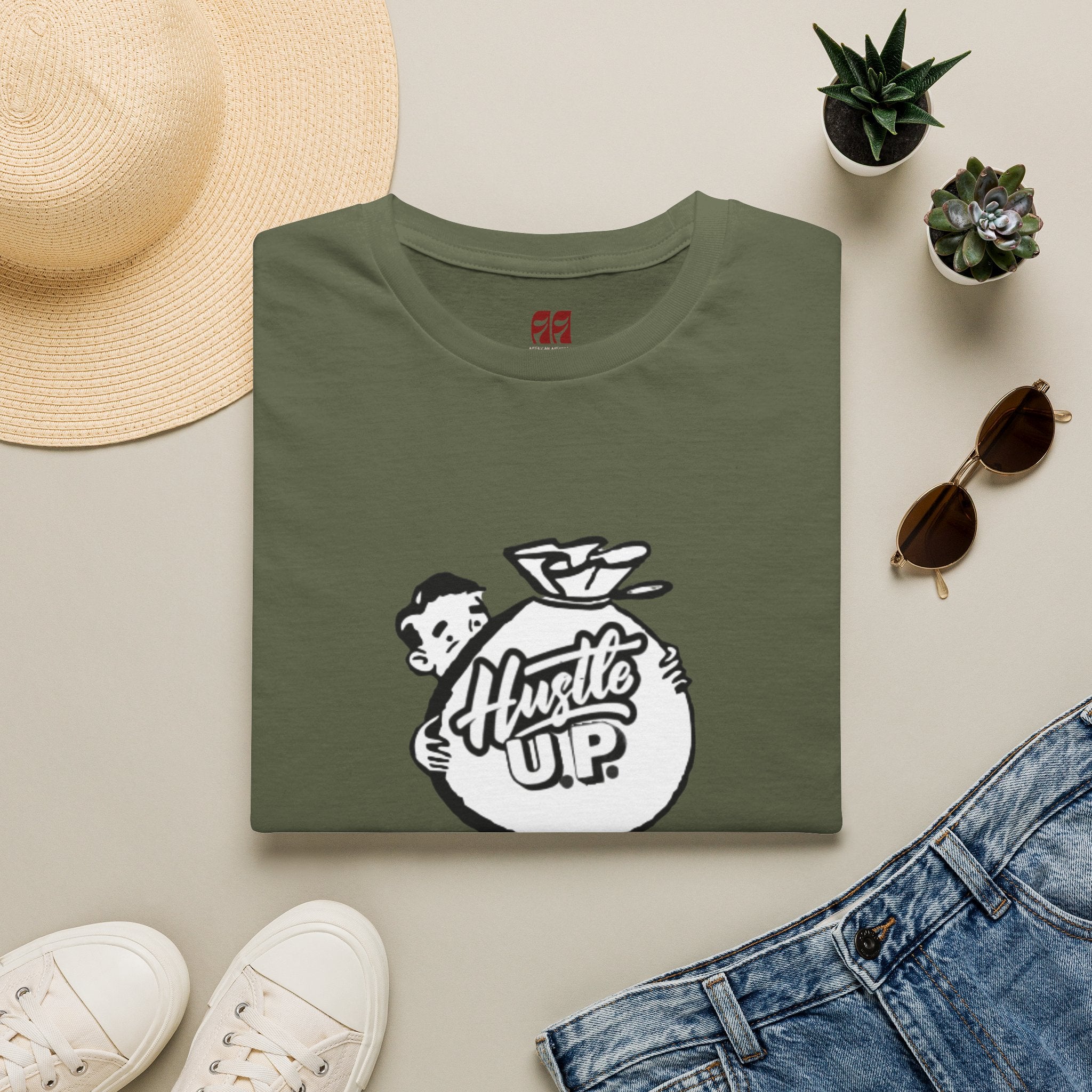 Hustle Up T-Shirt — Retro Money Mascot Graphic Tee